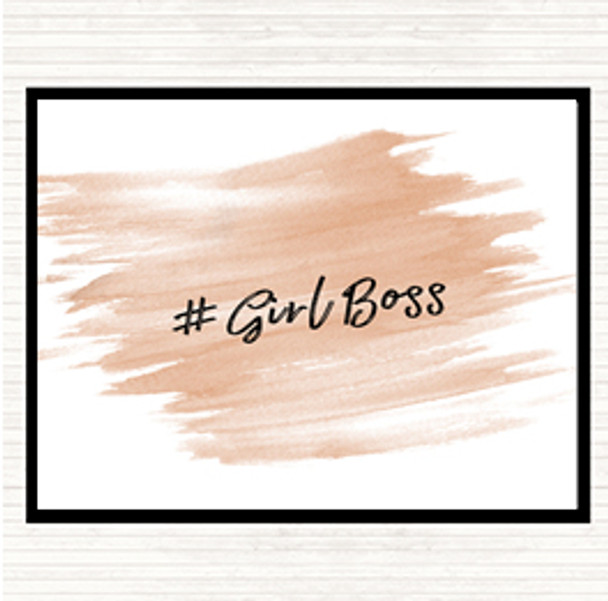 Watercolour Girl Boss Quote Mouse Mat