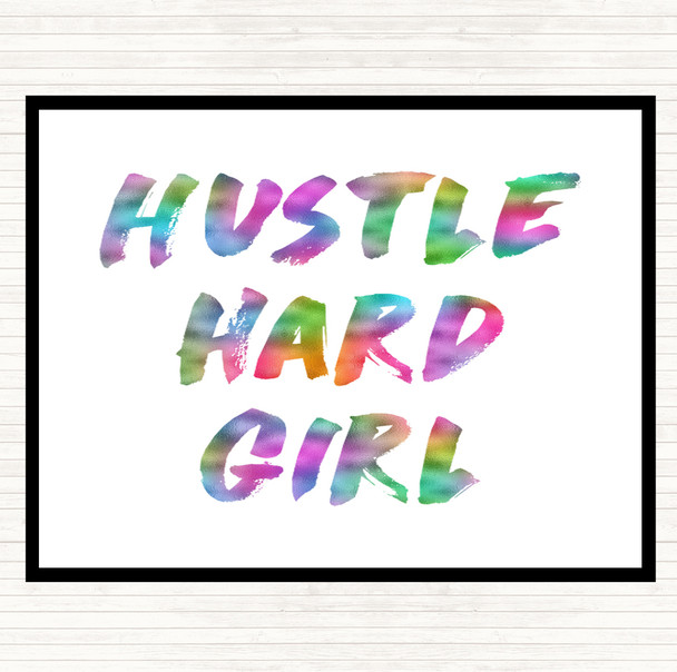 Hustle Hard Rainbow Quote Mouse Mat
