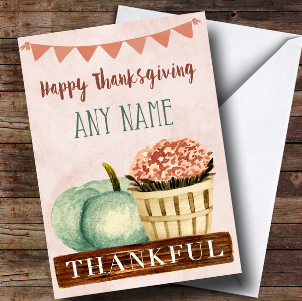 Pumpkin & Plant Customised Thanksgiving Card