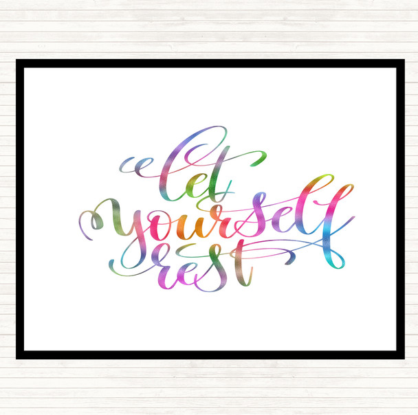 Let Yourself Rest Rainbow Quote Mouse Mat