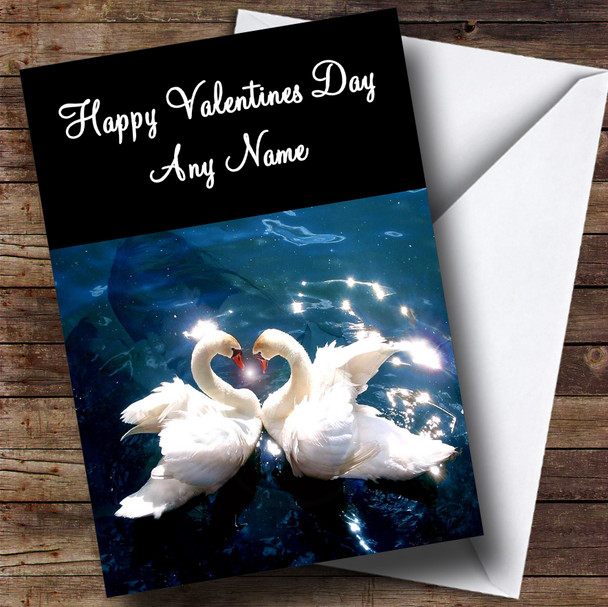 Swans In Blue Water Customised Valentine's Day Card