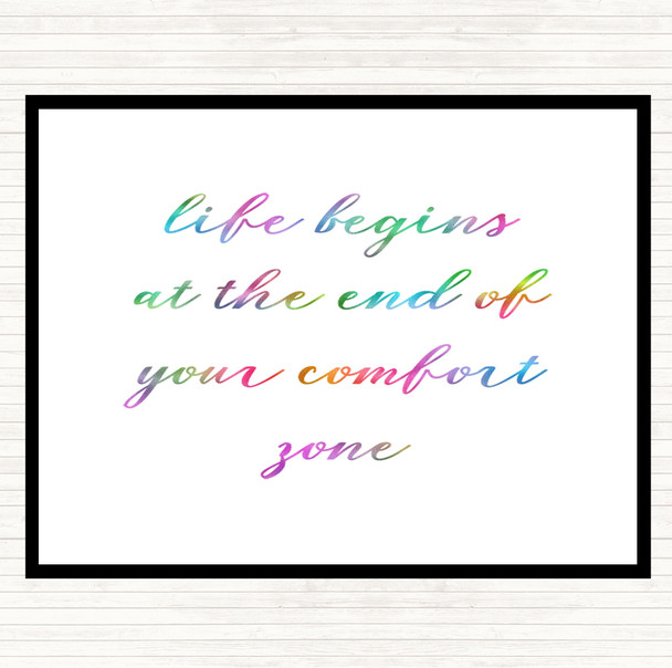 Life Begins Rainbow Quote Mouse Mat