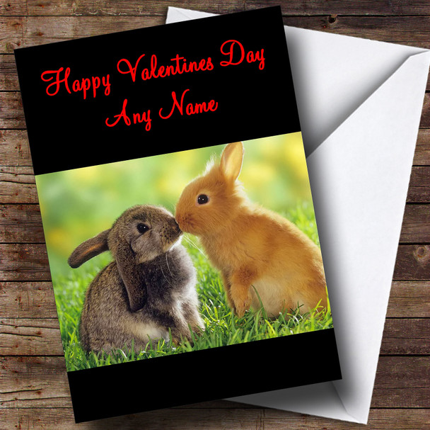 Kissing Rabbits Customised Valentine's Day Card