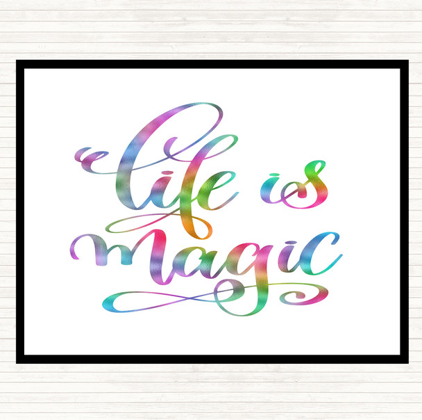 Life Is Magic Rainbow Quote Mouse Mat
