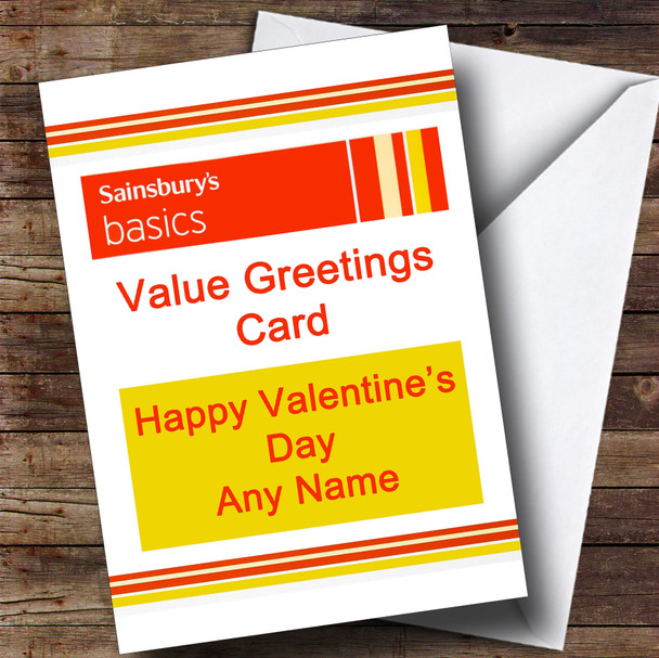 Funny Joke Sainsbury's Basics Spoof Customised Valentine's Card