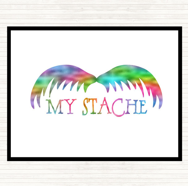 Mustache Word Art Rainbow Quote Mouse Mat