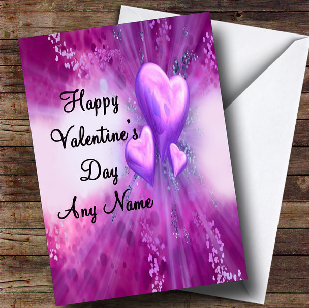 Purple Hearts Romantic Customised Valentine's Card