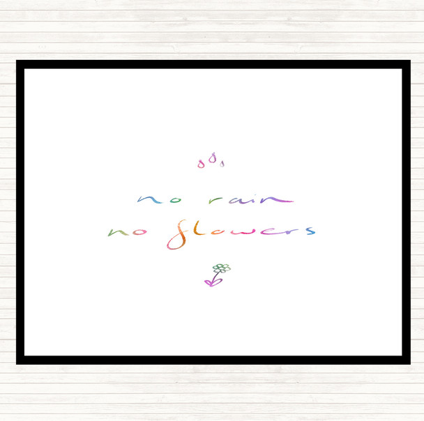 No Rain No Flowers Rainbow Quote Mouse Mat