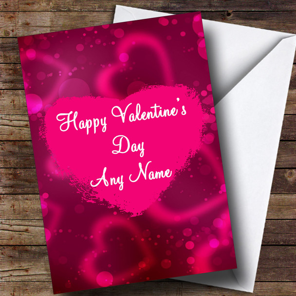 Hot Pink Hearts Romantic Customised Valentine's Card