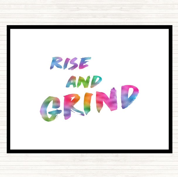 Rise And Grind Bold Rainbow Quote Mouse Mat