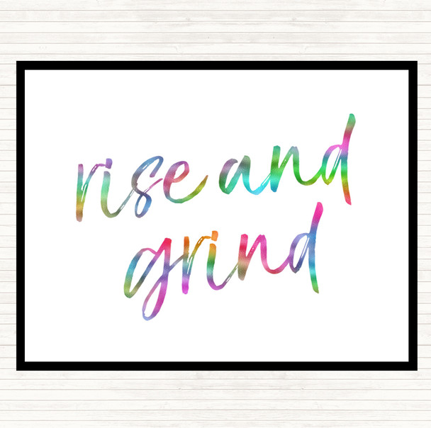 Rise And Grind Rainbow Quote Mouse Mat