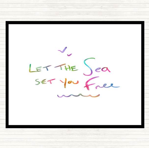 Sea Set Free Rainbow Quote Mouse Mat