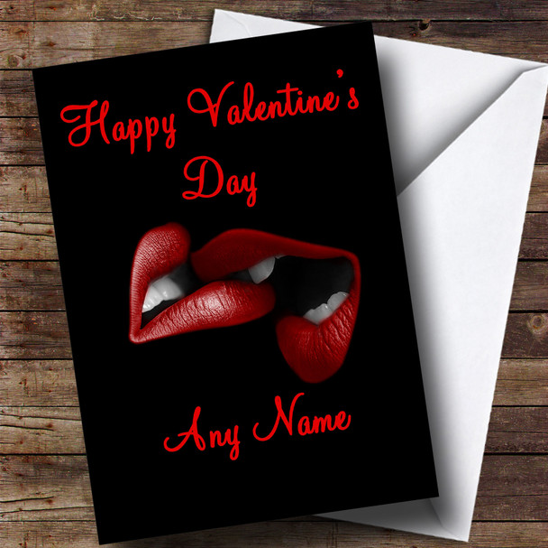 Sexy Biting Lips Romantic Customised Valentine's Card
