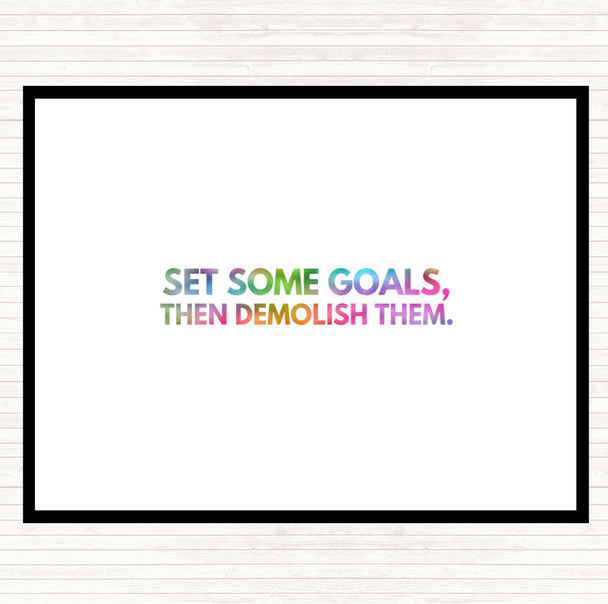 Set Goals And Demolish Them Rainbow Quote Mouse Mat