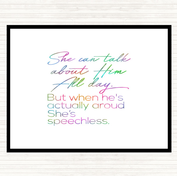 She Can Talk Rainbow Quote Mouse Mat