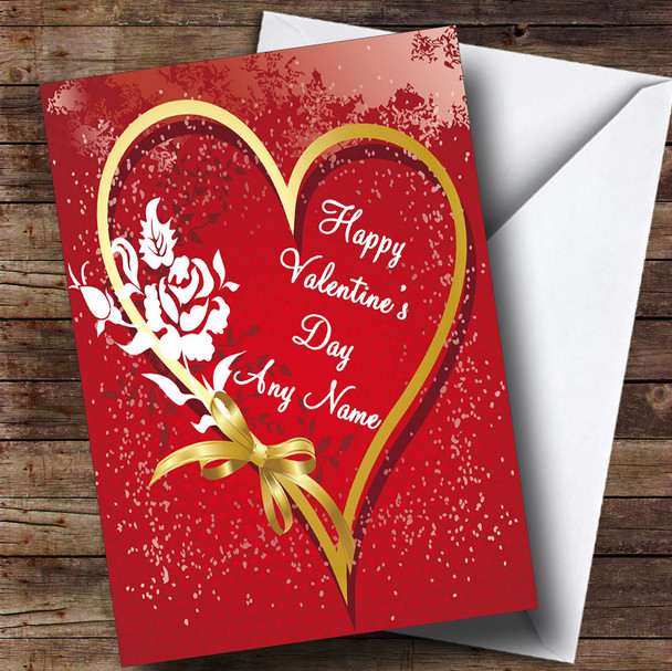 Heart And Bow Romantic Customised Valentine's Card