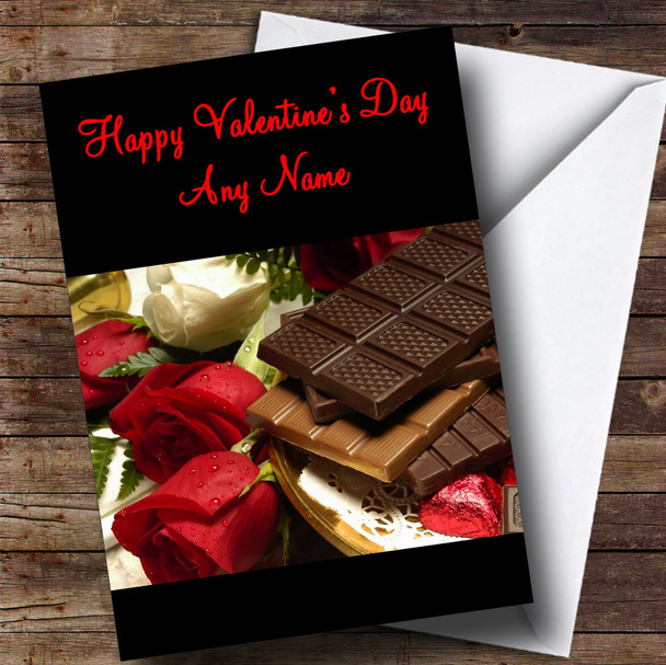 Chocolates And Roses Romantic Customised Valentine's Card