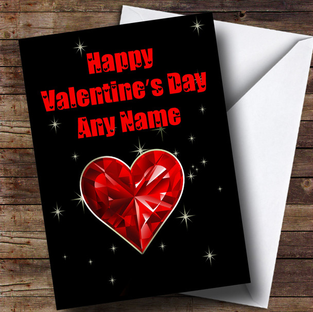 Red Heart And Stars Romantic Customised Valentine's Card