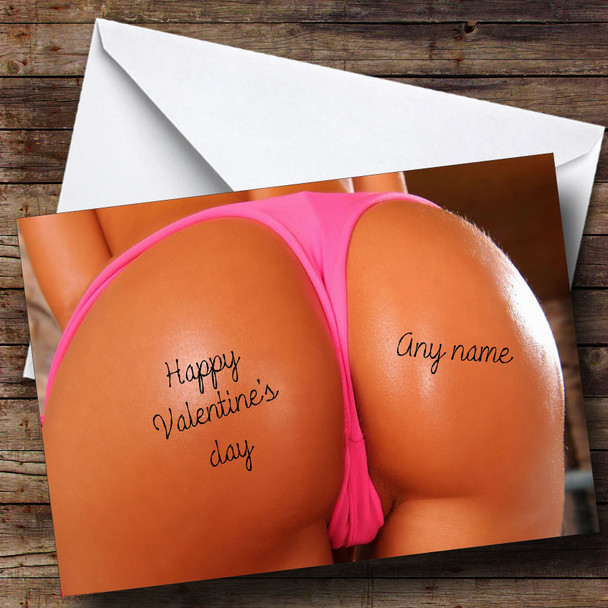 Pink Thong Sexy Bum Customised Valentines Card