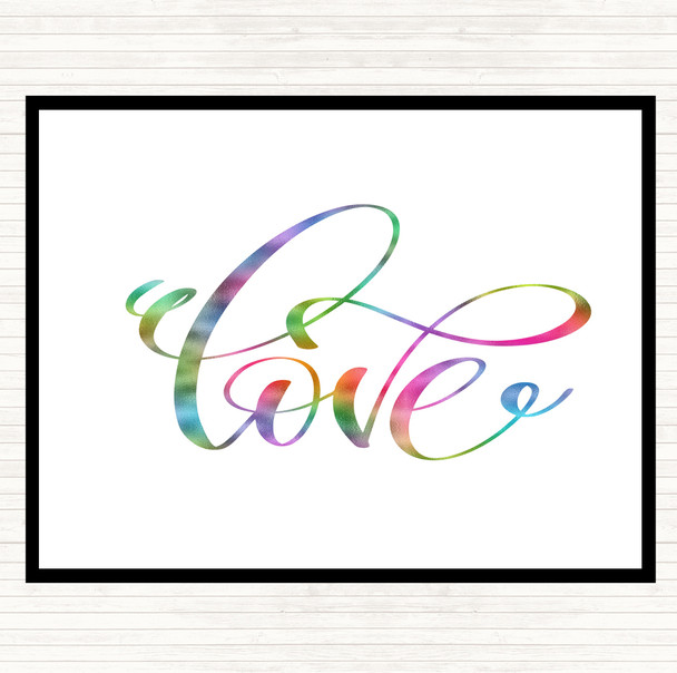 Swirly Love Rainbow Quote Mouse Mat