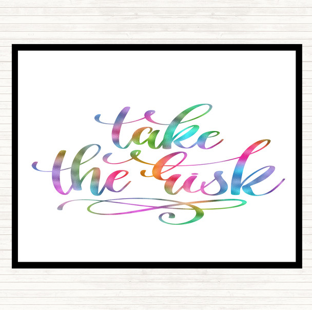 Take The Risk Swirl Rainbow Quote Mouse Mat