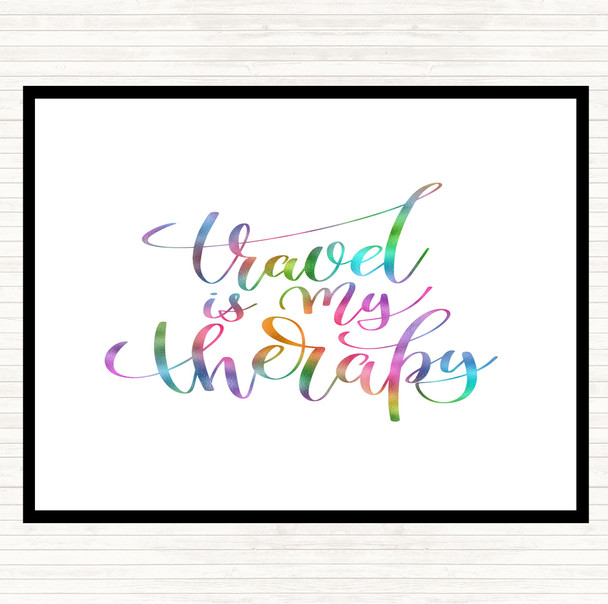 Travel Is My Therapy Rainbow Quote Mouse Mat