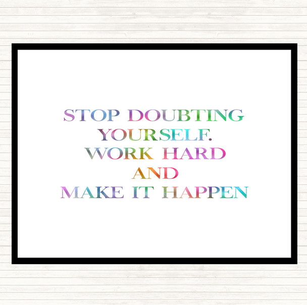 Work Hard And Make It Happen Rainbow Quote Mouse Mat