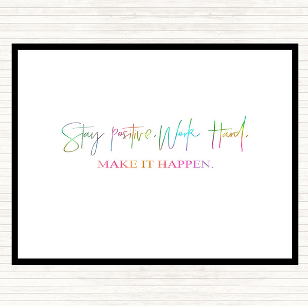 Work Hard Make It Happen Rainbow Quote Mouse Mat