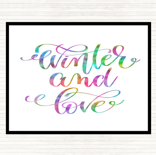 Christmas Winter & Love Rainbow Quote Mouse Mat
