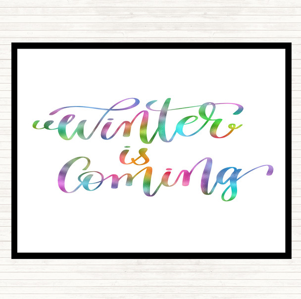 Christmas Winter Is Coming Rainbow Quote Mouse Mat