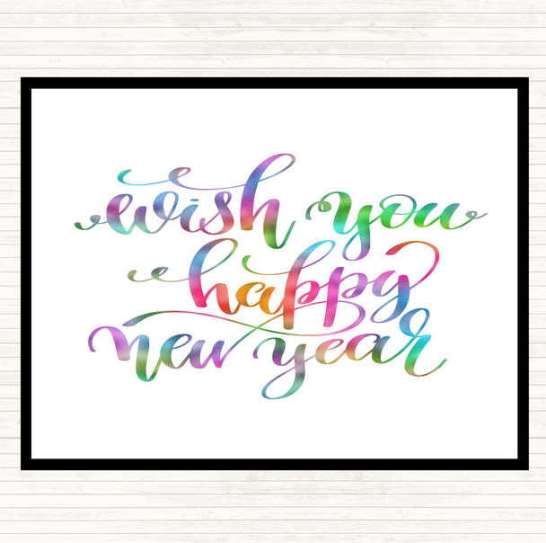 Christmas Wish Happy New Year Rainbow Quote Mouse Mat