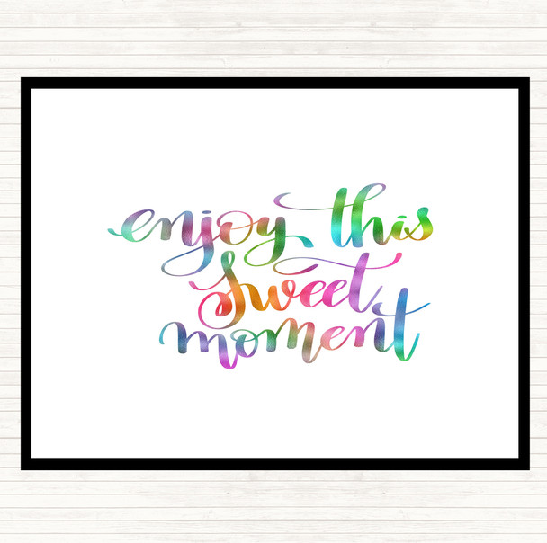 Enjoy This Moment Rainbow Quote Mouse Mat