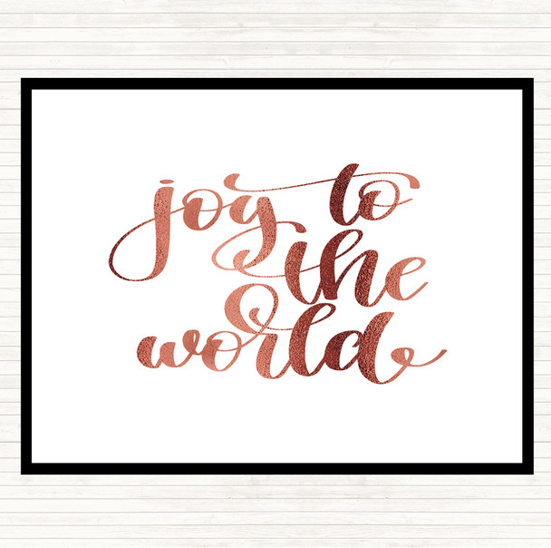 Rose Gold Joy To The World Quote Mouse Mat