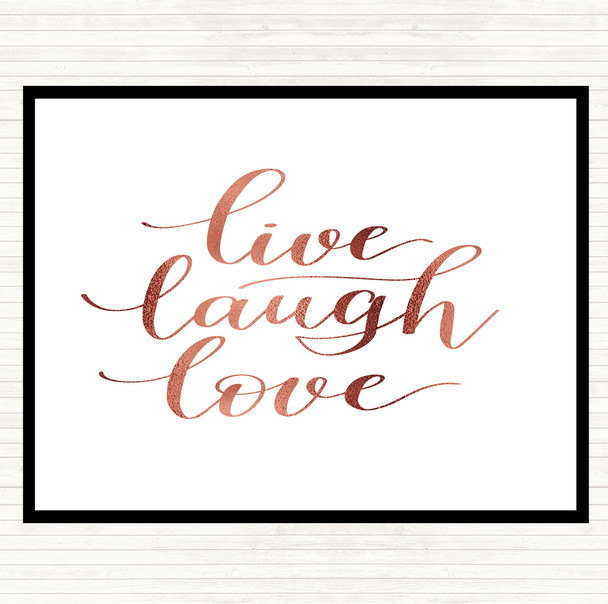 Rose Gold Live Laugh Love Quote Mouse Mat