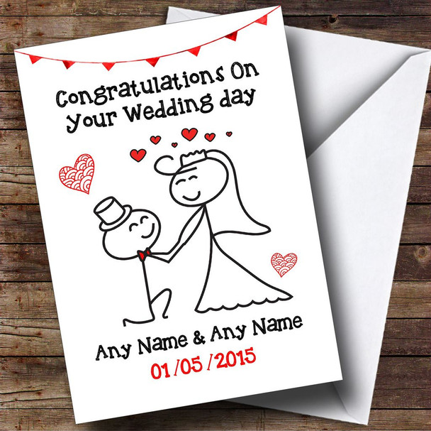 Doodle Cute Kneeling Groom Customised Wedding Card