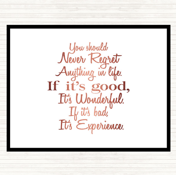 Rose Gold Never Regret Quote Mouse Mat