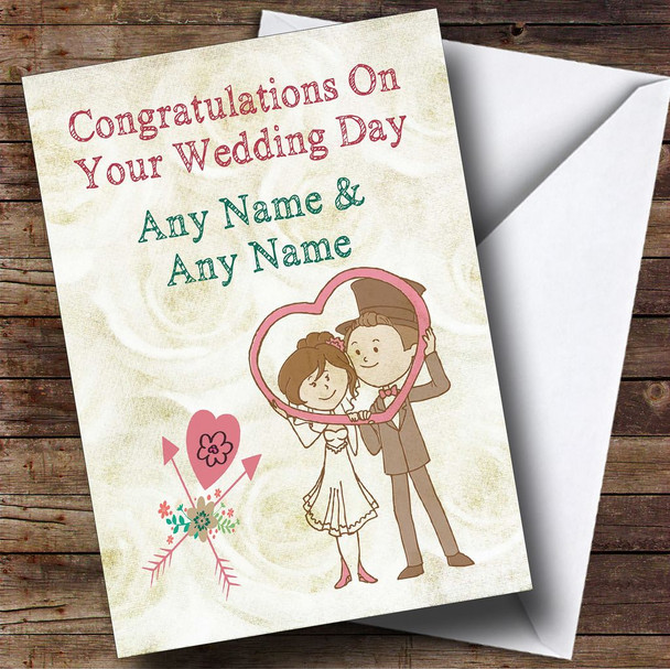 Couple Heart Frame Customised Wedding Card