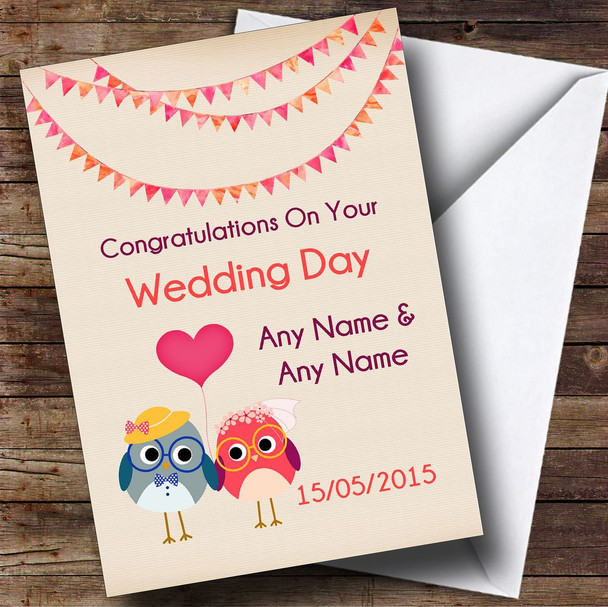Bunting & Owls Customised Wedding Card