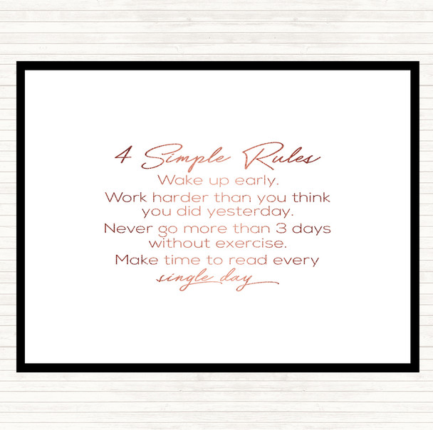 Rose Gold 4 Simple Rules Quote Mouse Mat