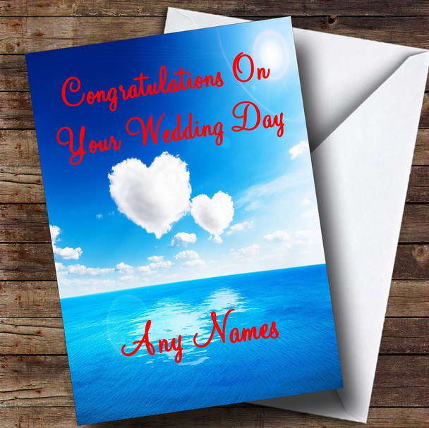 Sky And Clouds Romantic Customised Wedding Day Card