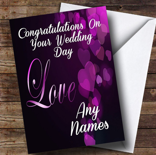 Gorgeous Purple Love Romantic Customised Wedding Day Card