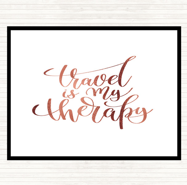 Rose Gold Travel Is My Therapy Quote Mouse Mat