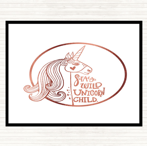 Rose Gold Wild Unicorn Quote Mouse Mat