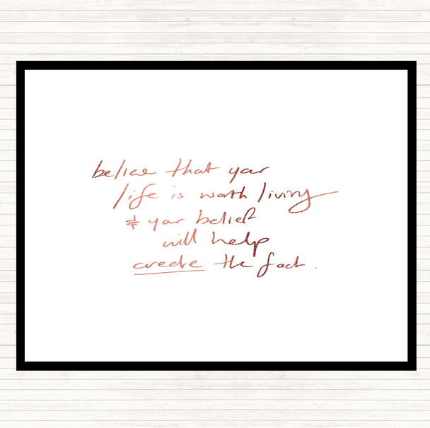 Rose Gold Worth Living Quote Mouse Mat