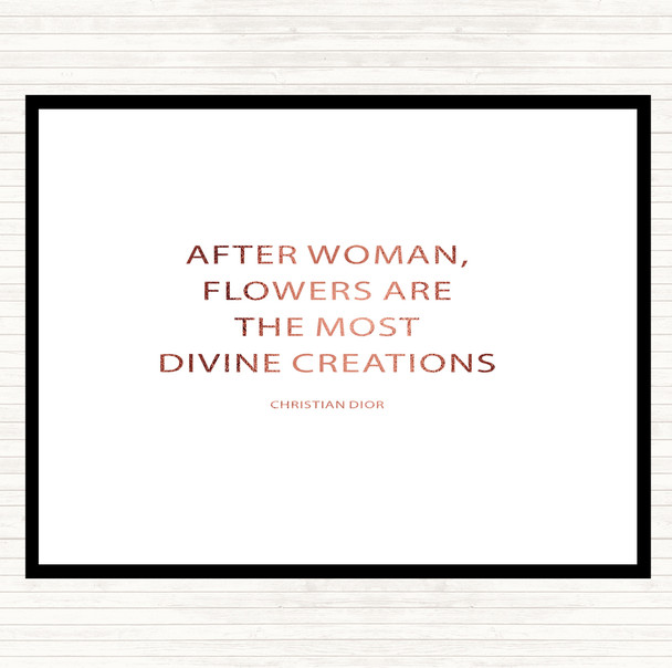 Rose Gold Christian Dior Flowers Quote Mouse Mat
