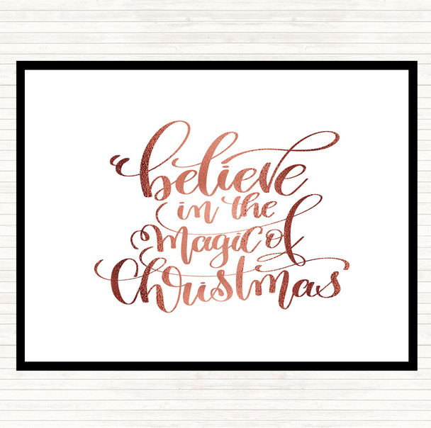 Rose Gold Christmas Believe In Magic Xmas Quote Mouse Mat