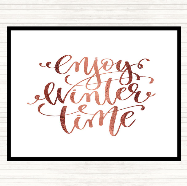 Rose Gold Christmas Enjoy Winter Quote Mouse Mat