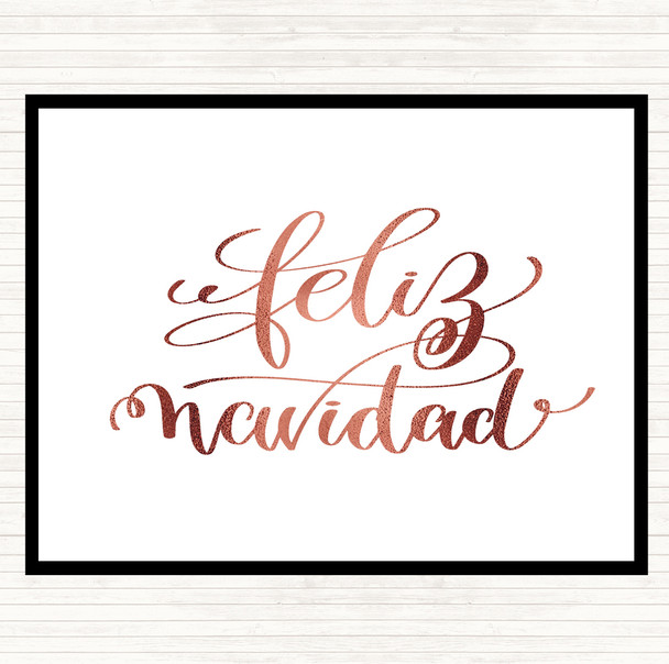 Rose Gold Christmas Feliz Navidad Quote Mouse Mat
