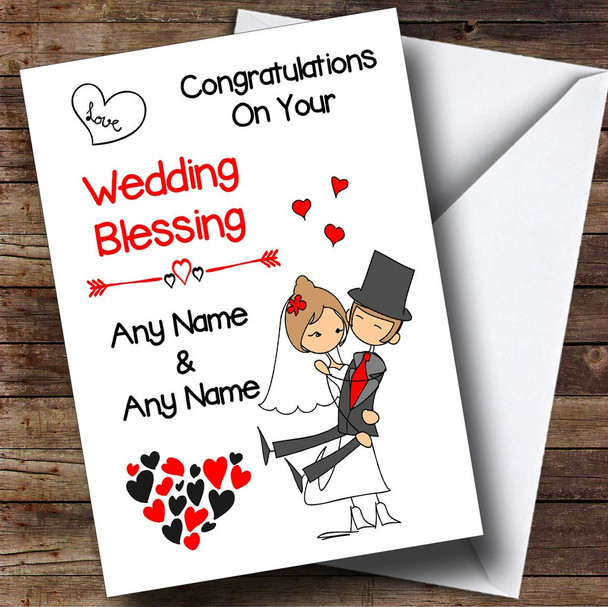 Hearts Bride & Groom Customised Wedding Blessing Card