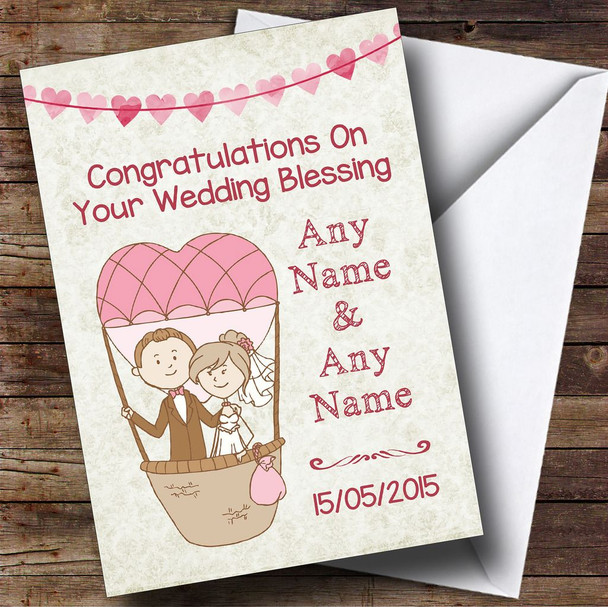 Air Balloon Customised Wedding Blessing Card